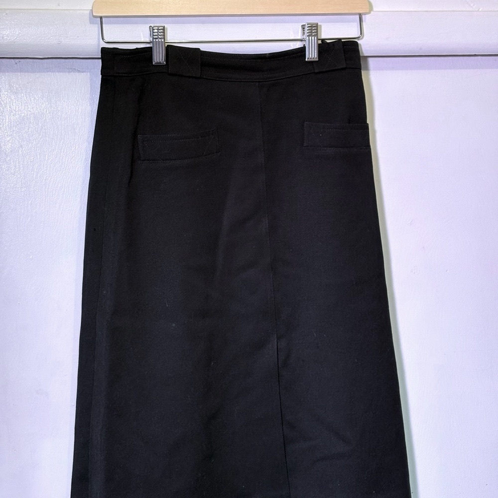 Vintage Black Wool Knee-Length Pencil Skirt